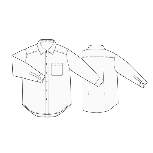 【型紙】Shirt / Mens #01 / シャツ / 台衿付きカラー(長袖 / テールラウンド)