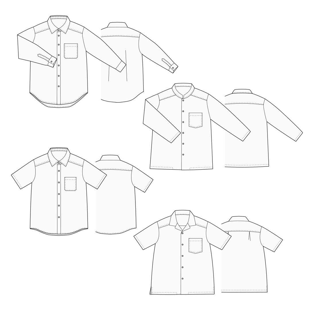【型紙】Shirt / Mens #01-04 / シャツ / 4種類セット