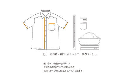 【型紙】Shirt / Mens #01 / シャツ / 台衿付き カラー(半袖 / 裾スクエア / 前立て別)セット
