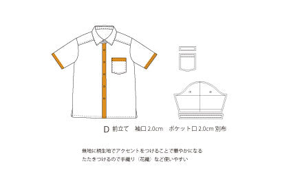 【型紙】Shirt / Mens #01 / シャツ / 台衿付き カラー(半袖 / 裾スクエア / 前立て別)セット