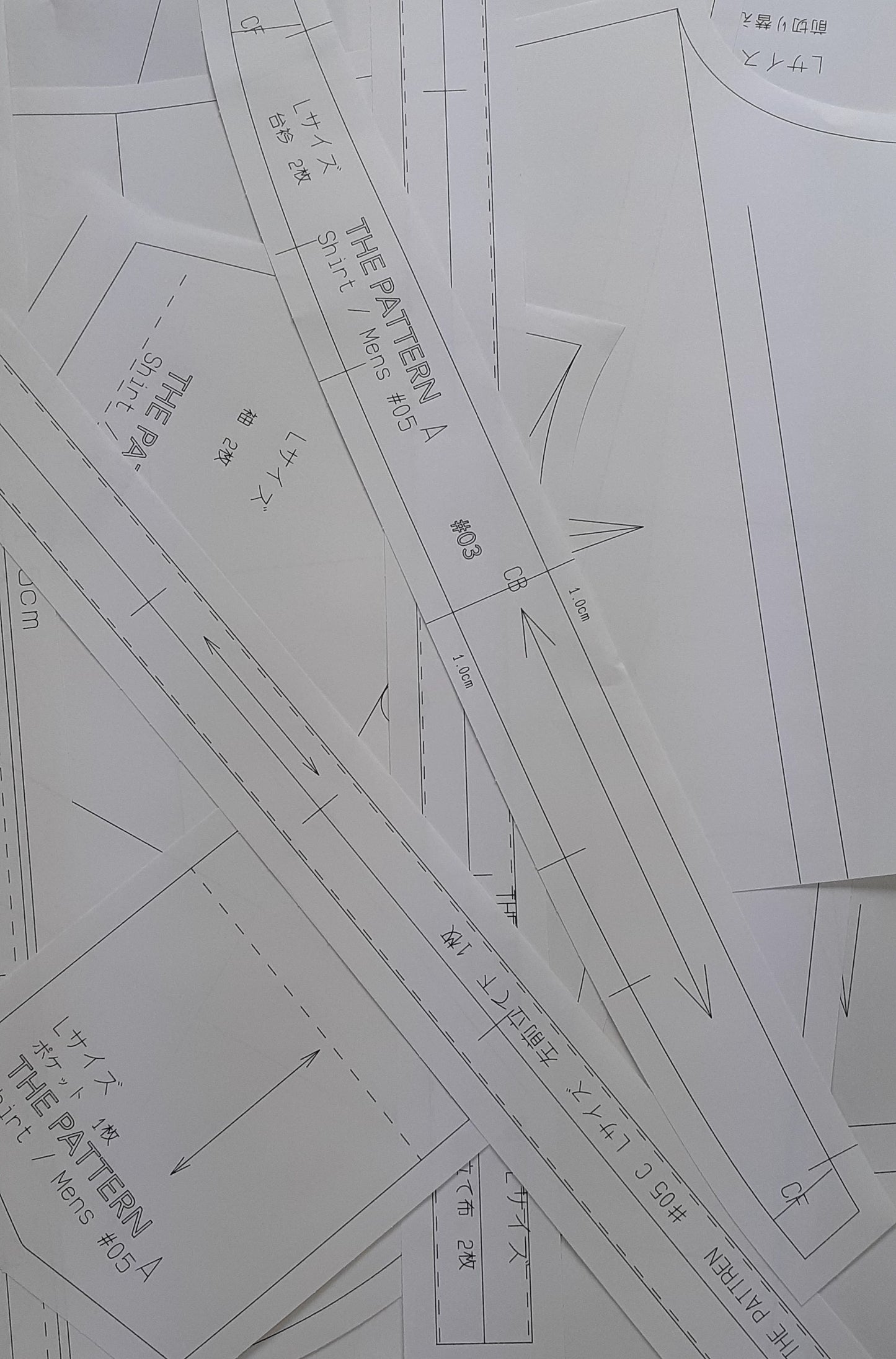 【型紙】Shirt / Mens #01 / シャツ / 台衿付き カラー(半袖 / 裾スクエア / 前立て別)セット