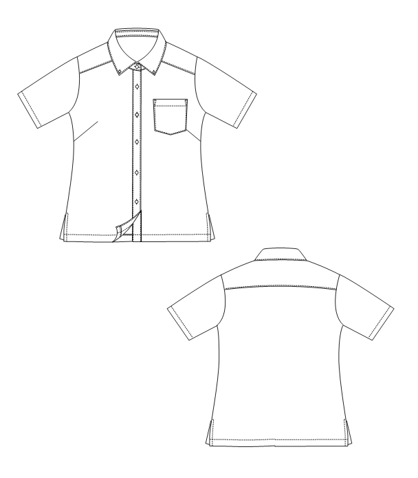 [Pattern] Shirt / Men's #01 / Shirt / Stand collar (short sleeves / square hem / separate placket)
