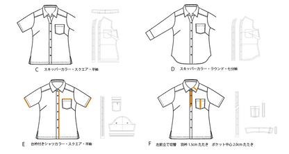 [Pattern] Shirt / Men's #01 / Shirt / Stand collar collar (short sleeves / square hem / separate placket) set