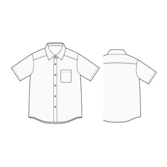 [Pattern] Shirt / Men's #01 / Shirt / Stand collar (short sleeves / rounded hem)